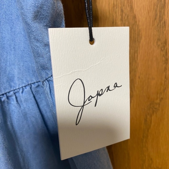 Japna Women's Blue Chambray Sleeveless Tiered Sun Dress Size Small - NWT - Picture 2 of 8